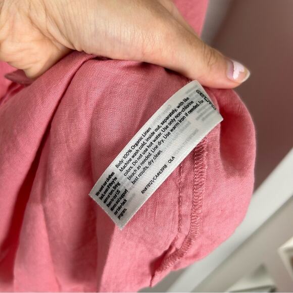 Eileen Fisher Coral Pink Linen Button Down Shirt - Picture 7 of 8